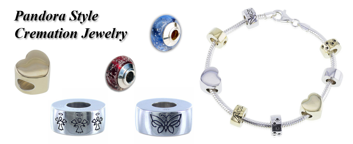 Solid Color Pandora Beads with Cremains | Memorial Jewelry Black