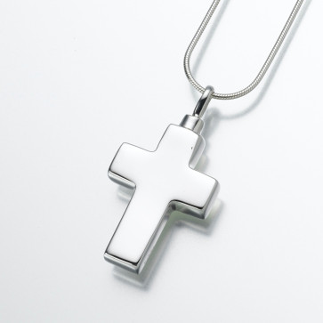 Large Cross Cremation Pendant in Sterling Silver