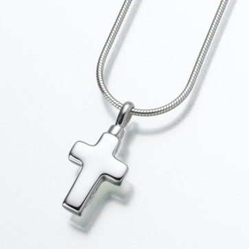 Small Cross Cremation Pendant in Sterling Silver
