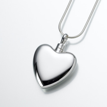 Large Modern Heart Cremation Pendant for ashes in Sterling Silver