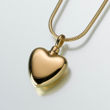 Small Modern Heart Cremation Pendant for ashes in Gold