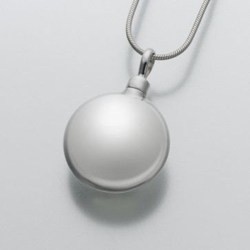 Large Round Cremation Pendant for ashes in Sterling Silver