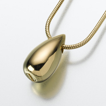 Slide Tear Drop Cremation Pendant for ashes in Gold