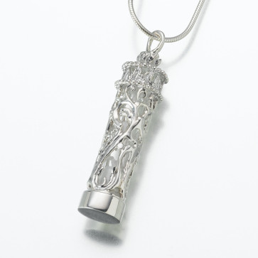 Silver Chromate Wrapped Cylinder Cremation Pendant