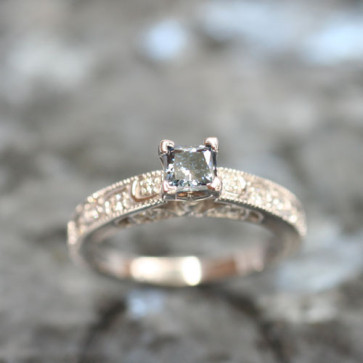 Ornate Cathedral Ring for Princess Cut