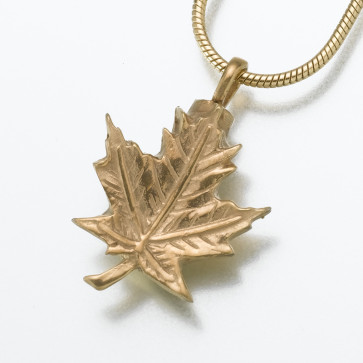 Maple Leaf Cremation Pendant in Gold Vermeil