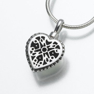 Filigree Heart Cremation Pendant in Sterling Silver