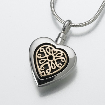 Heart with Filigree Insert Cremation Pendant