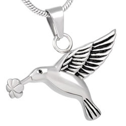 Hummingbird Stainless Steel Cremation Pendant for ashes