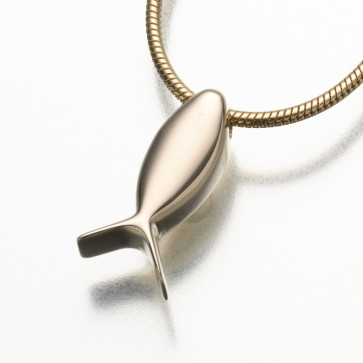 Ichthus Fish Cremation Pendant in Gold