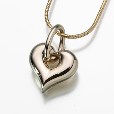 Puffed Heart with Loop Cremation Pendant in Gold