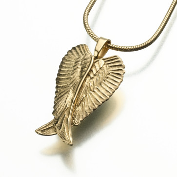 Wings of an Angel Cremation Pendant in 14k Gold