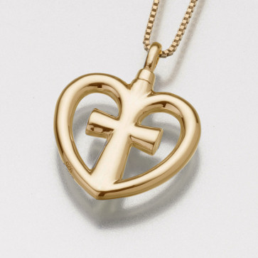 Love Cross Cremation Pendant in Gold
