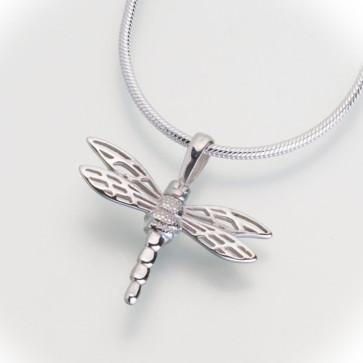 Small Dragonfly Cremation Pendant in Sterling Silver