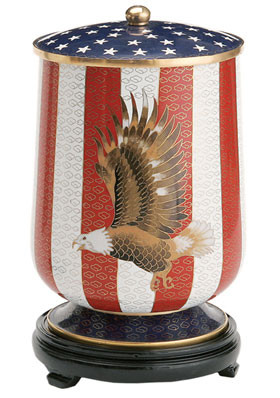 Flag and Eagle Cloisonne - Standard Urn