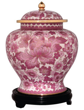 Pink Floral Cloisonne Urn 