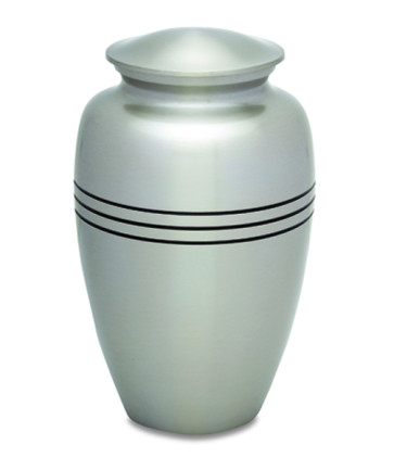 Silver Stripes Brass Cremation Urn for Ashes