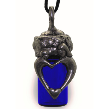 A Mother's Love Blue Glass Bottle Cremation Pendant for ashes