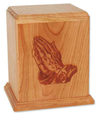 Newport Vertical Cremation Urn for Ashes - Praying Hands