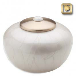 Round Simplicity Cremation Urn- Pearl
