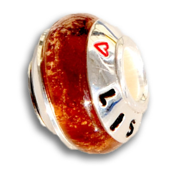 Amber Glass Cremation Bead with Ashes