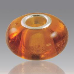 Perfect Memory Amber Glass Cremation Bead with ashes