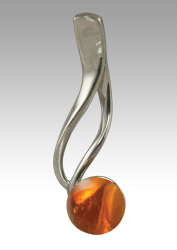 Tempo Glass Bead Cremation Pendant - Amber - Sterling Silver