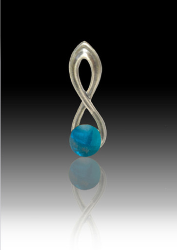 Infinity Glass Bead Pendant - Aquamarine - Sterling Silver