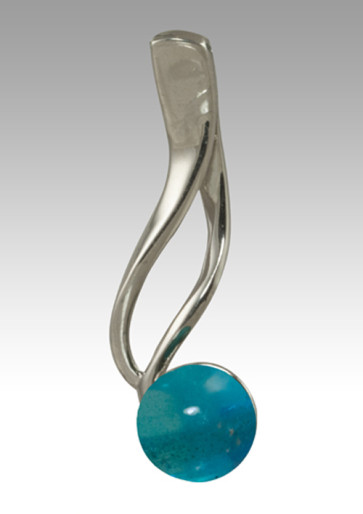 Tempo Glass Bead Cremation Pendant - Aquamarine - Sterling Silver