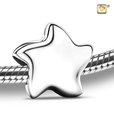Silver Angelic Star Cremation Bead that holds ashes