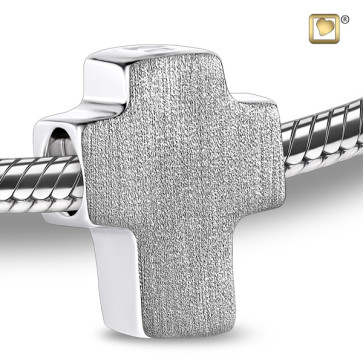 Two-Tone Silver Cross Cremation Charm for ashes