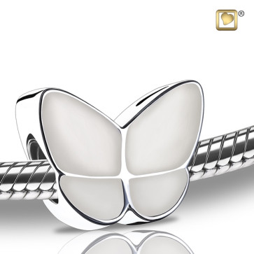 Wings of Hope Butterfly Cremation Charm in Pearl White for ashes