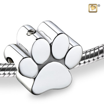 Sterling Silver Paw Print Bead for Ashes