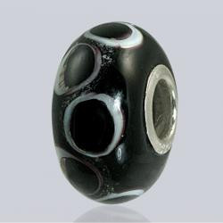 Lasting Memory Black Glass Cremation Bead with ashes