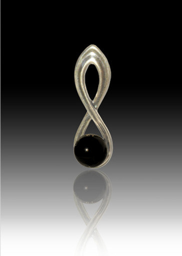 Infinity Glass Bead Pendant - Black - Sterling Silver