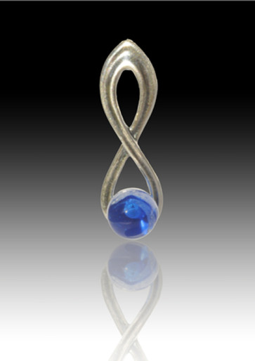 Infinity Glass Bead Pendant - Blue - Sterling Silver