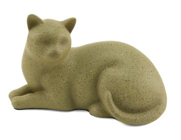 Lazy Cat Tan Urn for Pet Ashes