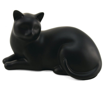 Resting Kitty Black Urn for Pet Ashes