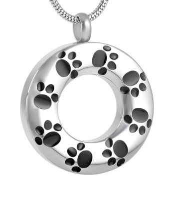 Circle of Paws Stainless Steel & Black Pet Ashes Pendant 