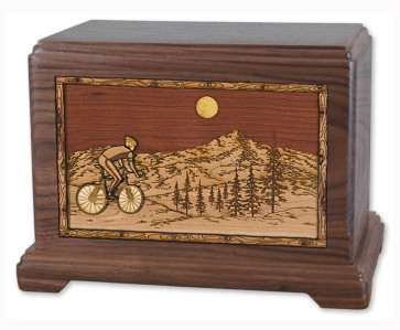 Bicycle Cremation Urn for Ashes with 3D Inlay Wood Art - Walnut