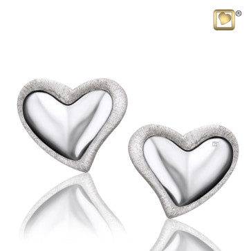 Silver Leaning Heart Two Tone Stud Earrings to compliment matching pendant for ashes