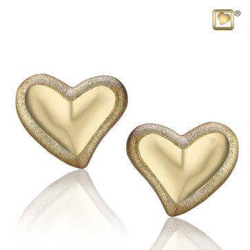 Gold Leaning Heart Two Tone Stud Earrings to compliment matching pendant for ashes
