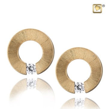 Gold Omega Two Tone Stud Earrings with Clear Crystal to compliment matching pendant for ashes