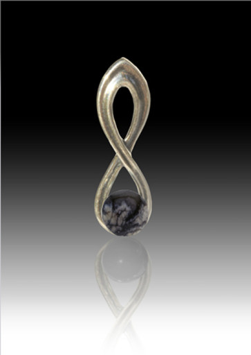 Infinity Glass Bead Pendant - Gray - Sterling Silver