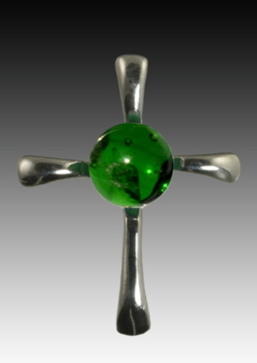 Symphony Cross Pendant - Green - Sterling Silver