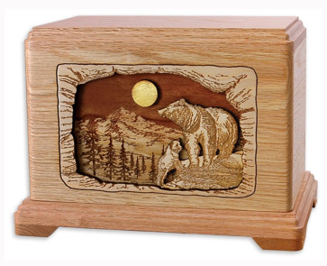 High Country Haven Bears Cremation Urn for Ashes - Oak