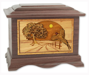 Heartland Game Bid Collection Cremation Urn for Ashes with 3D Inlay Wood Art - Walnut - Pheasant