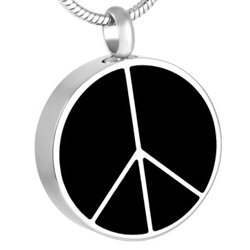 Peace Sign with Black Enamel Cremation Pendant