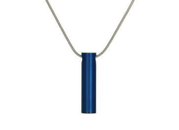 Cylinder Stainless Steel Pendant for Pet Ashes with Blue Plating