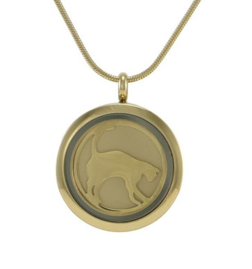 Bronze Silhouette Cat Pendant for Pet Ashes with Interchangeable Insert 